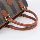 FENDI Pequin Canvas Mini Boston Bag PVC Black Brown Auth ki6990A-7