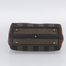 FENDI Pequin Canvas Mini Boston Bag PVC Black Brown Auth ki6990A-9