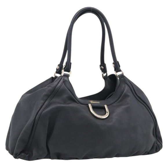 GUCCI Abbey Shoulder Bag Leather Black Gold 189835 Auth ki6992M