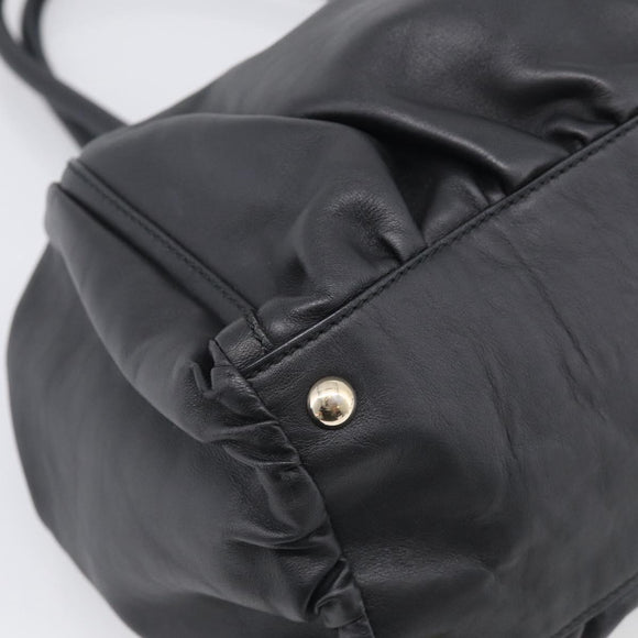 GUCCI Abbey Shoulder Bag Leather Black Gold 189835 Auth ki6992M