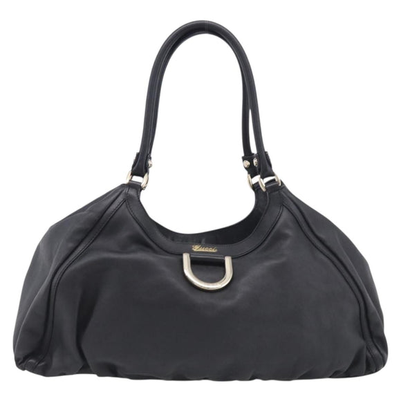 GUCCI Abbey Shoulder Bag Leather Black Gold 189835 Auth ki6992M