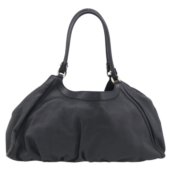 GUCCI Abbey Shoulder Bag Leather Black Gold 189835 Auth ki6992M