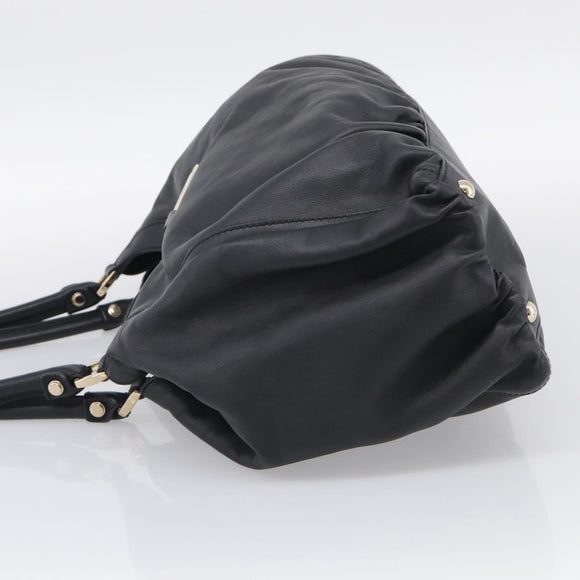 GUCCI Abbey Shoulder Bag Leather Black Gold 189835 Auth ki6992M