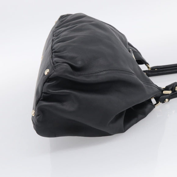 GUCCI Abbey Shoulder Bag Leather Black Gold 189835 Auth ki6992M