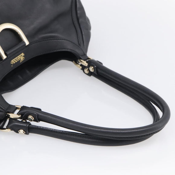 GUCCI Abbey Shoulder Bag Leather Black Gold 189835 Auth ki6992M