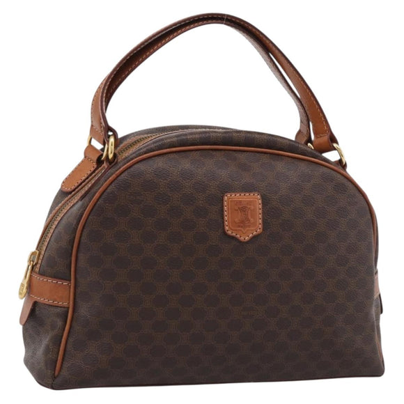 CELINE Macadam Canvas Hand Bag PVC Leather Brown Gold Auth ki6995A