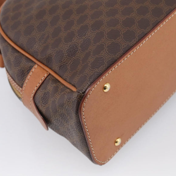 CELINE Macadam Canvas Hand Bag PVC Leather Brown Gold Auth ki6995A