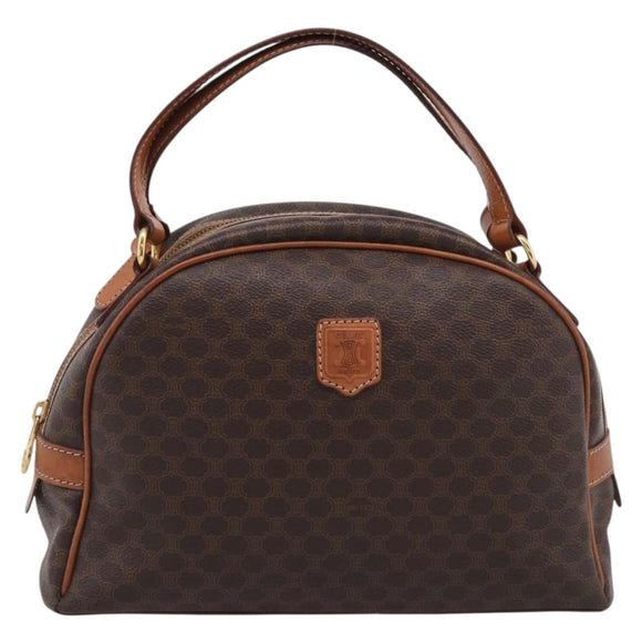 CELINE Macadam Canvas Hand Bag PVC Leather Brown Gold Auth ki6995A