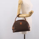 CELINE Macadam Canvas Hand Bag PVC Leather Brown Gold Auth ki6995A-23