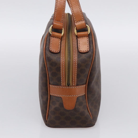 CELINE Macadam Canvas Hand Bag PVC Leather Brown Gold Auth ki6995A