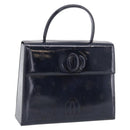 Cartier Turn Lock Hand Bag Patent Leather Black Auth ki6996M-1