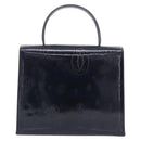 Cartier Turn Lock Hand Bag Patent Leather Black Auth ki6996M-3