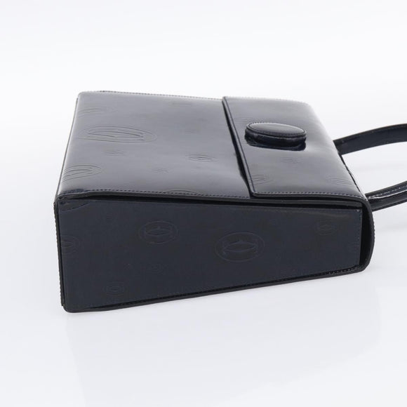 Cartier Turn Lock Hand Bag Patent Leather Black Auth ki6996M