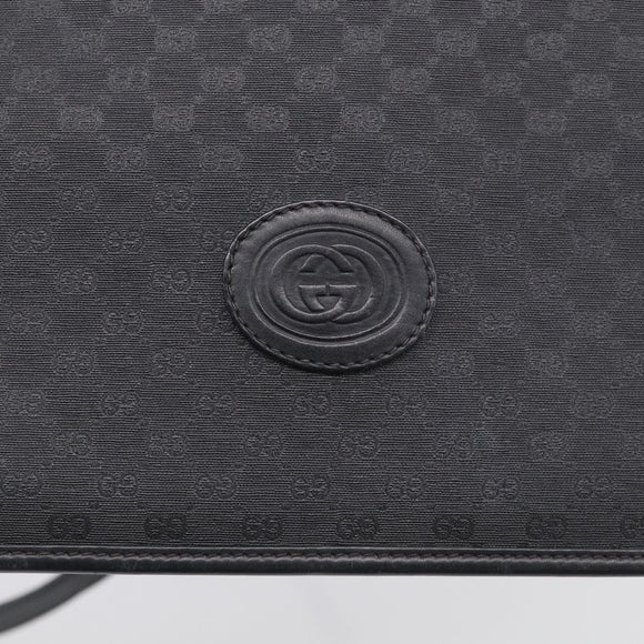 GUCCI Micro GG Canvas Shoulder Bag PVC Black Gold Auth ki6997A