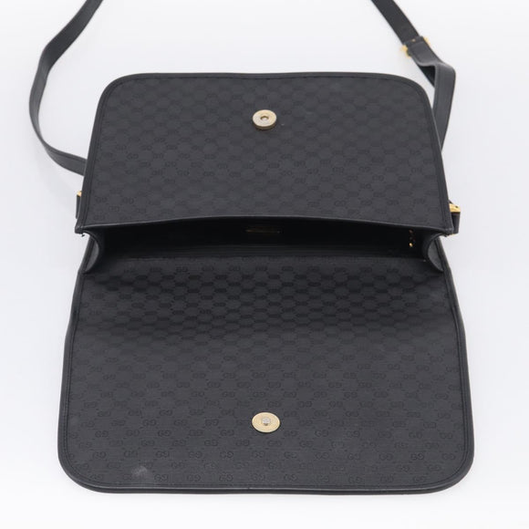 GUCCI Micro GG Canvas Shoulder Bag PVC Black Gold Auth ki6997A