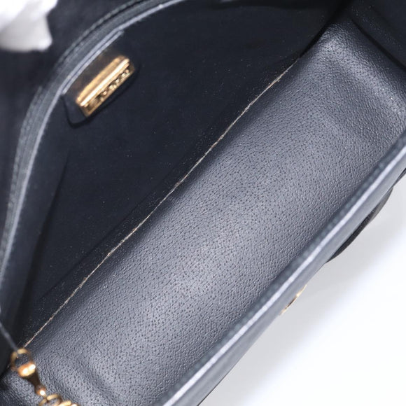 GUCCI Micro GG Canvas Shoulder Bag PVC Black Gold Auth ki6997A