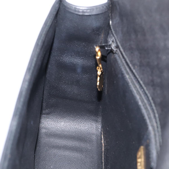 GUCCI Micro GG Canvas Shoulder Bag PVC Black Gold Auth ki6997A