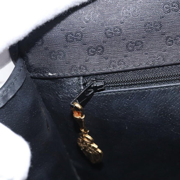 GUCCI Micro GG Canvas Shoulder Bag PVC Black Gold Auth ki6997A