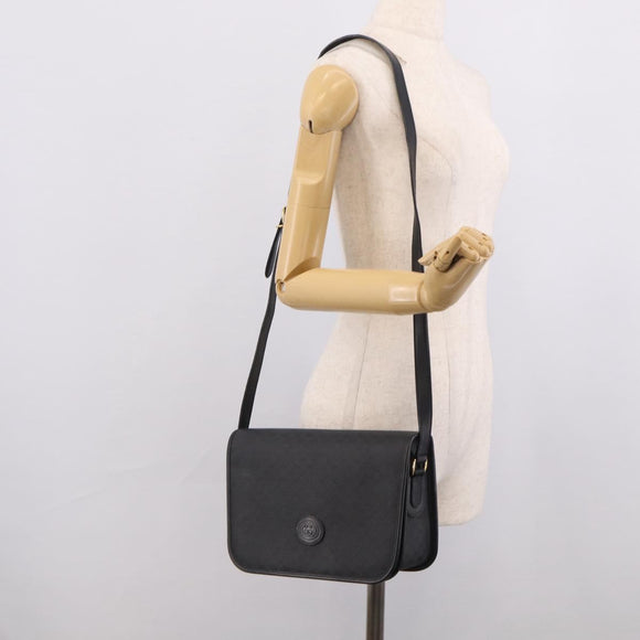 GUCCI Micro GG Canvas Shoulder Bag PVC Black Gold Auth ki6997A