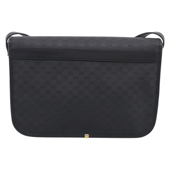 GUCCI Micro GG Canvas Shoulder Bag PVC Black Gold Auth ki6997A