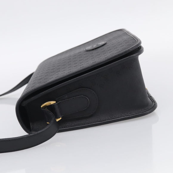 GUCCI Micro GG Canvas Shoulder Bag PVC Black Gold Auth ki6997A