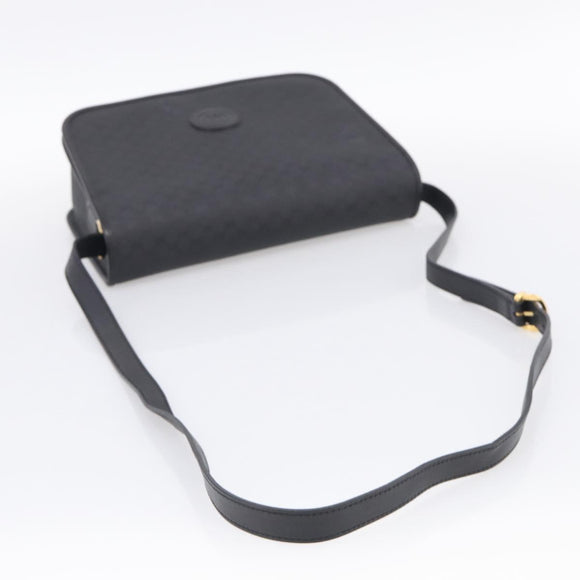 GUCCI Micro GG Canvas Shoulder Bag PVC Black Gold Auth ki6997A