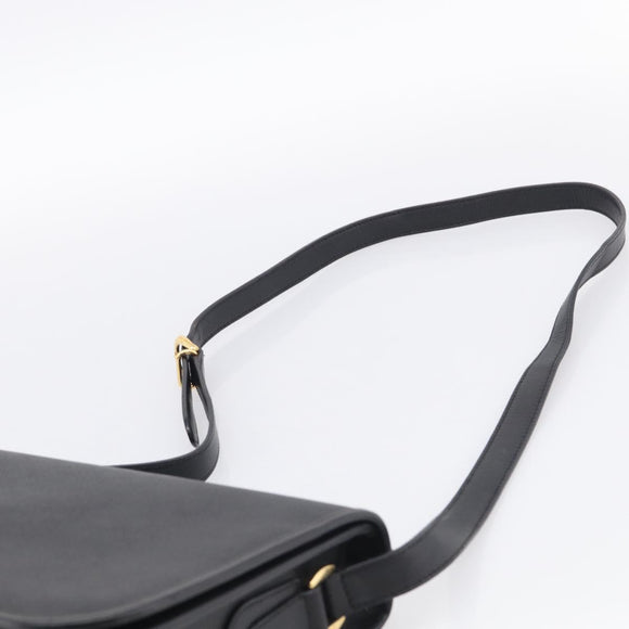 GUCCI Micro GG Canvas Shoulder Bag PVC Black Gold Auth ki6997A