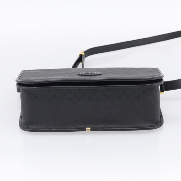 GUCCI Micro GG Canvas Shoulder Bag PVC Black Gold Auth ki6997A