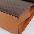 CELINE Macadam Canvas Hand Bag PVC Leather Brown Gold Auth ki6998M-10