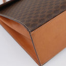 CELINE Macadam Canvas Hand Bag PVC Leather Brown Gold Auth ki6998M-11