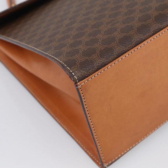 CELINE Macadam Canvas Hand Bag PVC Leather Brown Gold Auth ki6998M