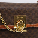 CELINE Macadam Canvas Hand Bag PVC Leather Brown Gold Auth ki6998M-14