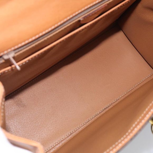 CELINE Macadam Canvas Hand Bag PVC Leather Brown Gold Auth ki6998M