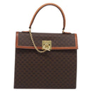 CELINE Macadam Canvas Hand Bag PVC Leather Brown Gold Auth ki6998M-2