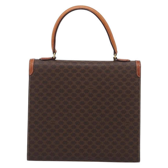 CELINE Macadam Canvas Hand Bag PVC Leather Brown Gold Auth ki6998M
