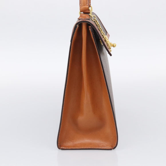 CELINE Macadam Canvas Hand Bag PVC Leather Brown Gold Auth ki6998M