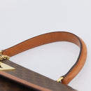 CELINE Macadam Canvas Hand Bag PVC Leather Brown Gold Auth ki6998M-8