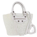 Balenciaga Hand Bag Vinyl 2way White Silver Auth ki7000A-1