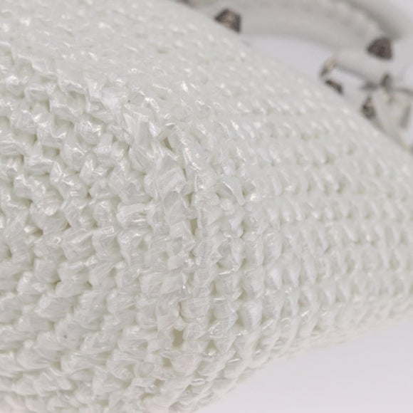 Balenciaga Hand Bag Vinyl 2way White Silver Auth ki7000A