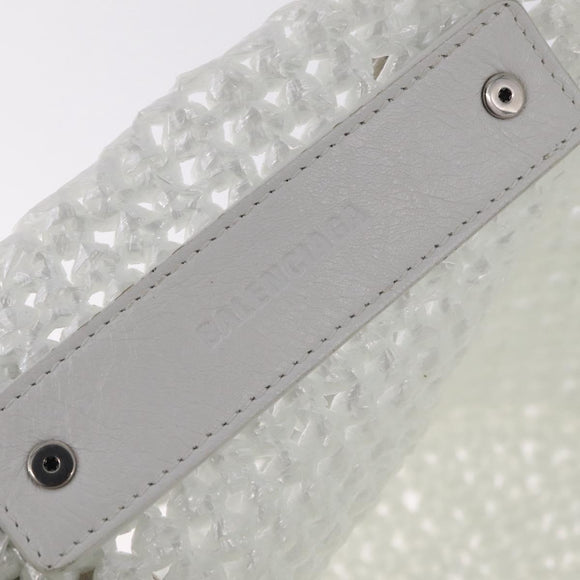 Balenciaga Hand Bag Vinyl 2way White Silver Auth ki7000A