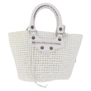 Balenciaga Hand Bag Vinyl 2way White Silver Auth ki7000A-2