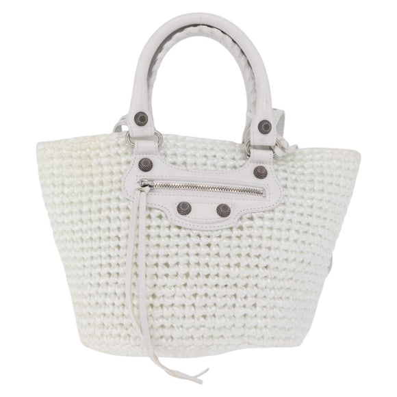 Balenciaga Hand Bag Vinyl 2way White Silver Auth ki7000A
