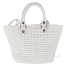 Balenciaga Hand Bag Vinyl 2way White Silver Auth ki7000A-3