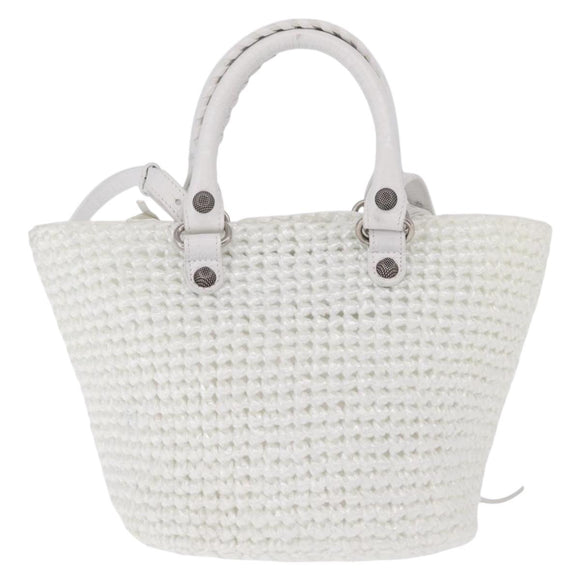 Balenciaga Hand Bag Vinyl 2way White Silver Auth ki7000A