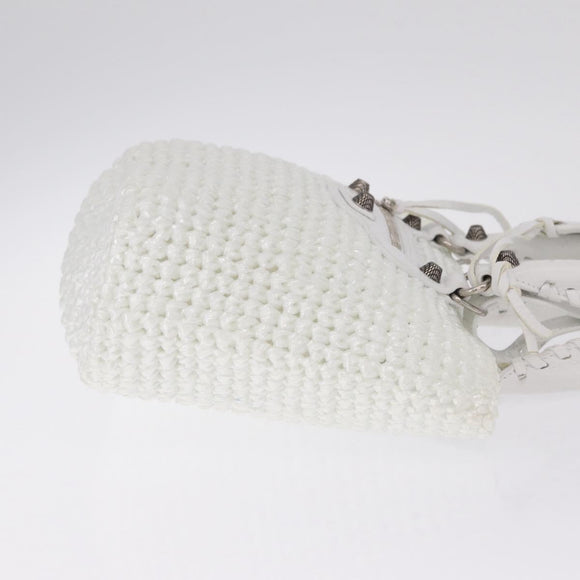Balenciaga Hand Bag Vinyl 2way White Silver Auth ki7000A
