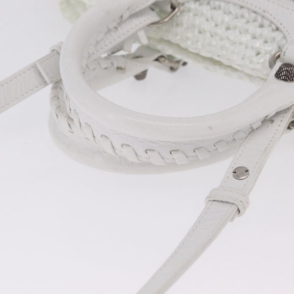 Balenciaga Hand Bag Vinyl 2way White Silver Auth ki7000A
