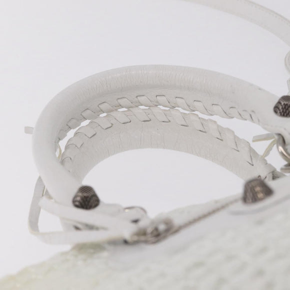 Balenciaga Hand Bag Vinyl 2way White Silver Auth ki7000A