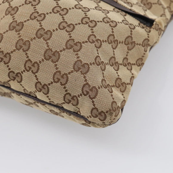 GUCCI GG Canvas Web Sherry Line Shoulder Bag Beige Silver 169937 Auth ki7001A