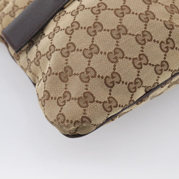 GUCCI GG Canvas Web Sherry Line Shoulder Bag Beige Silver 169937 Auth ki7001A