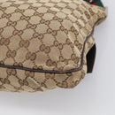GUCCI GG Canvas Web Sherry Line Shoulder Bag Beige Silver 169937 Auth ki7001A-12
